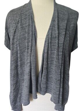 H.I.P. Grey Space Dye Open Front Cardigan - Short Sleeve - M